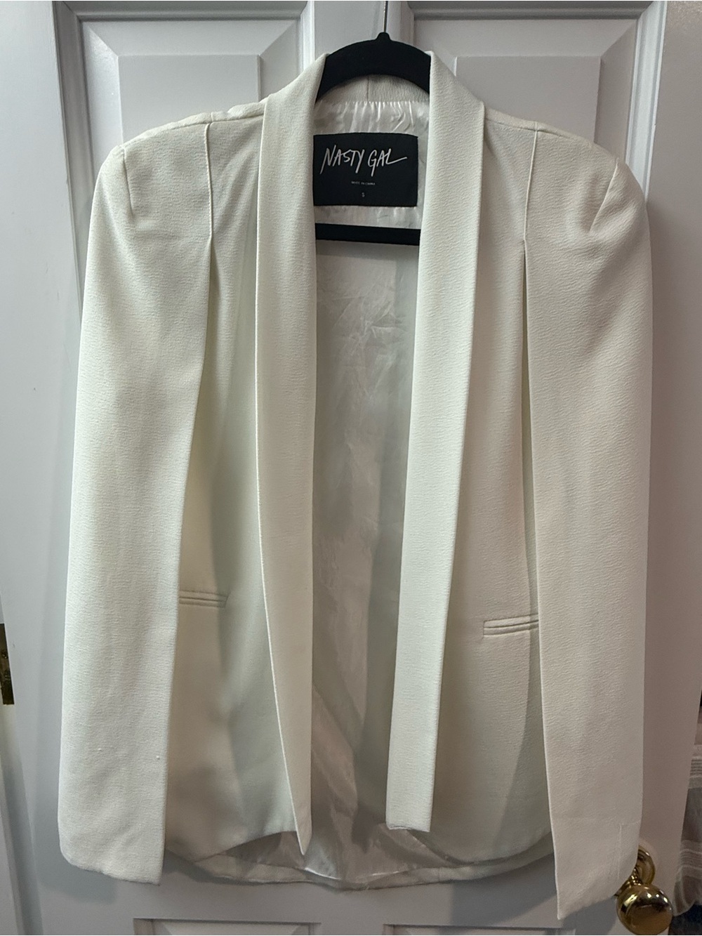 Nasty Gal Ivory Shawl Collar Blazer